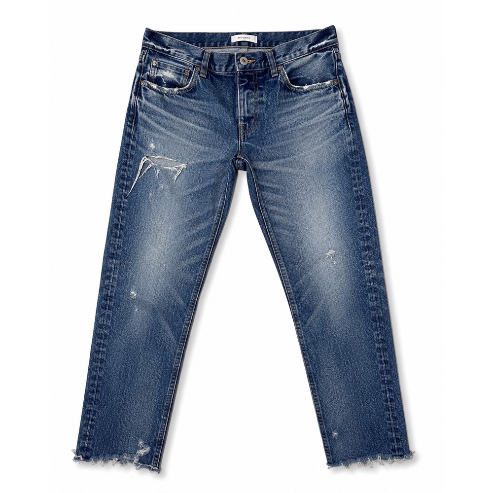 Moussy Vintage Distressed Straight Leg Jeans Size 29 Medium Wash